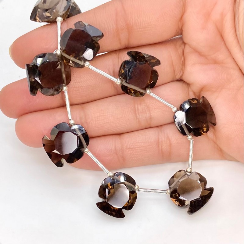Smoky Quartz 15-16mm Carved Fancy Shape AAA Grade Gemstone Beads Layout - Total 1 Strand of 9 Inch.