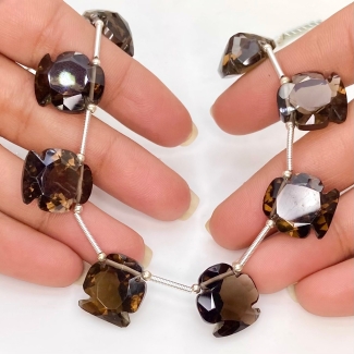 Smoky Quartz 15.5-16mm Carved Fancy Shape AAA Grade Gemstone Beads Layout - Total 1 Strand of 9 Inch.