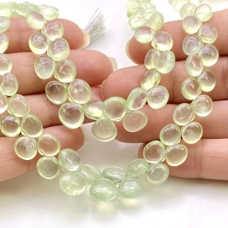 Prehnite 6-9mm Smooth Heart Shape AAA Grade Gemstone Beads Lot - Total 2 Strands of 9 Inch.
