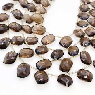 Smoky Quartz 12-19mm Briolette Mango Shape AAA Grade Gemstone Beads Lot - Total 4 Strands of 8 Inch.