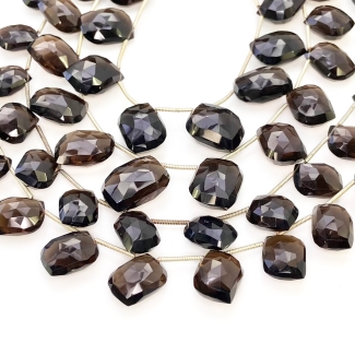 Smoky Quartz 13-15mm Briolette Mango Shape AAA Grade Gemstone Beads Lot - Total 6 Strands of 8 Inch.