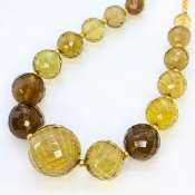 Whisky Quartz 6.5-16mm Faceted Round Shape AA+ Grade Gemstone Beads Strand - Total 1 Strand of 7 Inch.