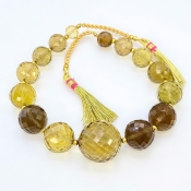 Whisky Quartz 6.5-16mm Faceted Round Shape AA+ Grade Gemstone Beads Strand - Total 1 Strand of 7 Inch.
