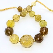 Whisky Quartz 6.5-16mm Faceted Round Shape AA+ Grade Gemstone Beads Strand - Total 1 Strand of 7 Inch.