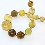 Whisky Quartz 6.5-16mm Faceted Round Shape AA+ Grade Gemstone Beads Strand - Total 1 Strand of 7 Inch.