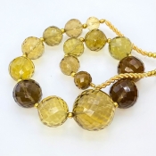 Whisky Quartz 6.5-16mm Faceted Round Shape AA+ Grade Gemstone Beads Strand - Total 1 Strand of 7 Inch.