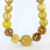 Whisky Quartz 6.5-16mm Faceted Round Shape AA+ Grade Gemstone Beads Strand - Total 1 Strand of 7 Inch.