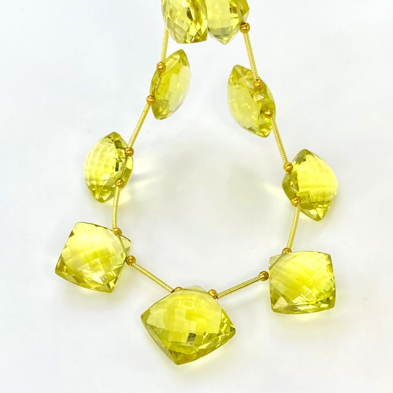 Lemon Quartz 12-16mm Briolette Square Shape AAA+ Grade Gemstone Beads Layout - Total 1 Strand of 9 Inch.