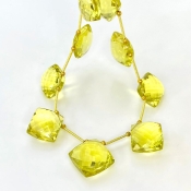 Lemon Quartz 12-16mm Briolette Square Shape AAA+ Grade Gemstone Beads Layout - Total 1 Strand of 9 Inch.
