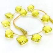 Lemon Quartz 12-16mm Briolette Square Shape AAA+ Grade Gemstone Beads Layout - Total 1 Strand of 9 Inch.