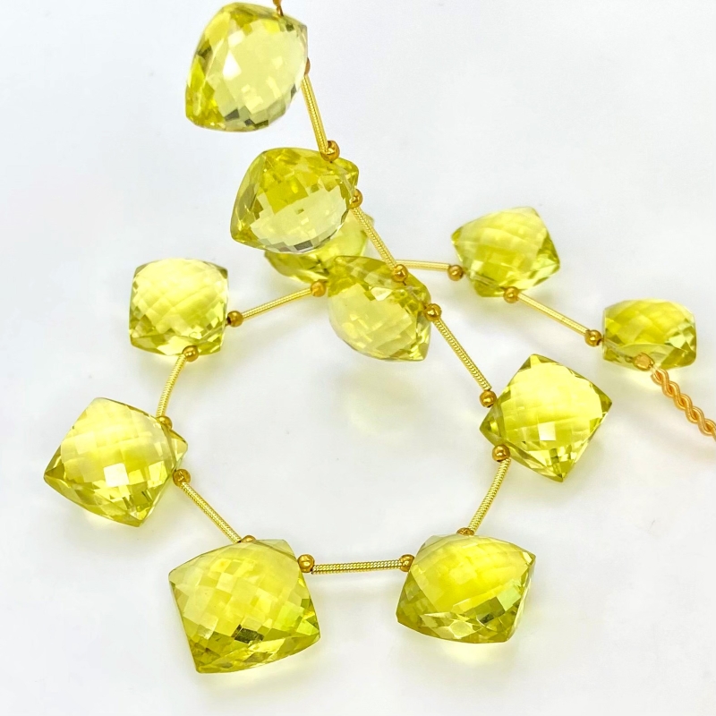 Lemon Quartz 12-16mm Briolette Square Shape AAA+ Grade Gemstone Beads Layout - Total 1 Strand of 9 Inch.
