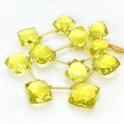 Lemon Quartz 12-16mm Briolette Square Shape AAA+ Grade Gemstone Beads Layout - Total 1 Strand of 9 Inch.