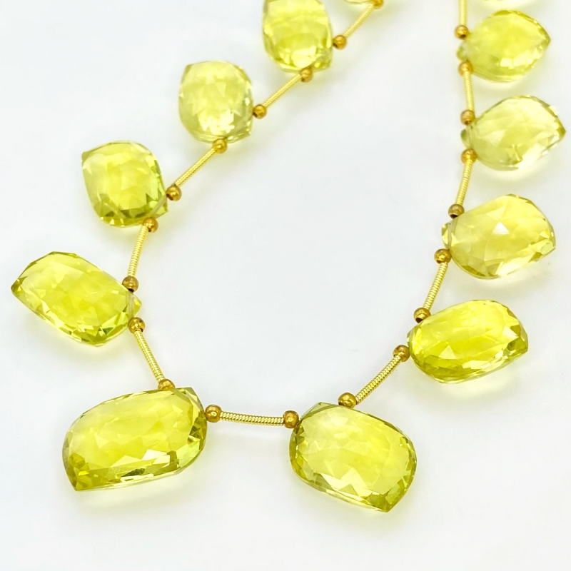 Lemon Quartz 15-20mm Briolette Mango Shape AAA+ Grade Gemstone Beads Layout - Total 1 Strand of 9 Inch.