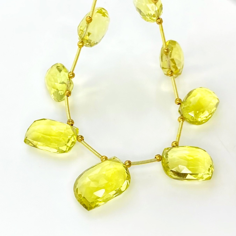 Lemon Quartz 15-20mm Briolette Mango Shape AAA+ Grade Gemstone Beads Layout - Total 1 Strand of 9 Inch.