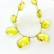 Lemon Quartz 15-20mm Briolette Mango Shape AAA+ Grade Gemstone Beads Layout - Total 1 Strand of 9 Inch.