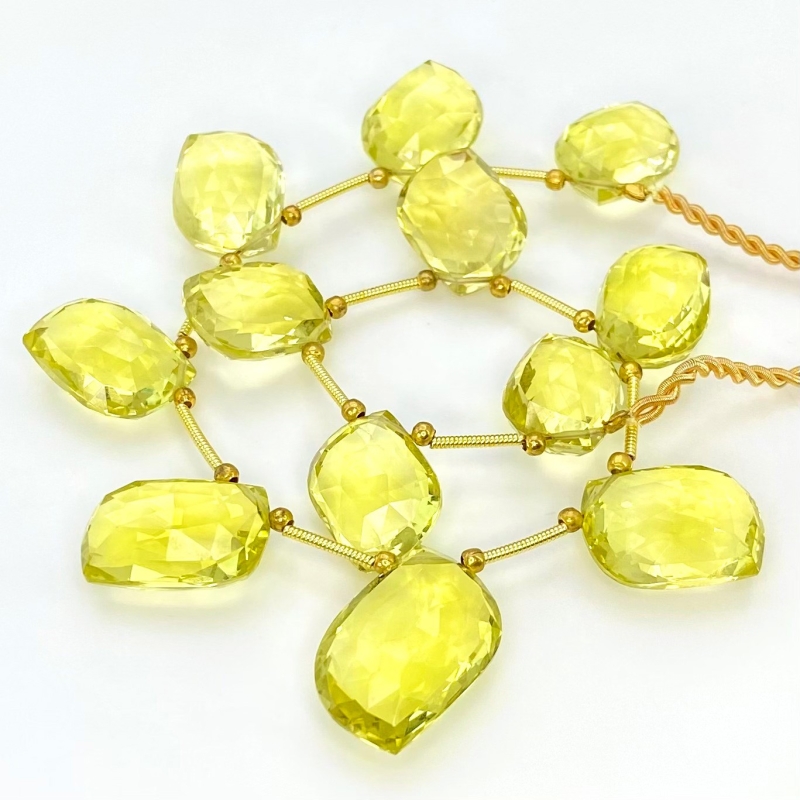 Lemon Quartz 15-20mm Briolette Mango Shape AAA+ Grade Gemstone Beads Layout - Total 1 Strand of 9 Inch.