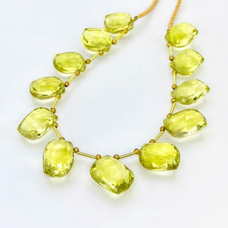 Lemon Quartz 15.5-19mm Briolette Mango Shape AAA+ Grade Gemstone Beads Layout - Total 1 Strand of 8 Inch.