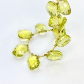 Lemon Quartz 15.5-19mm Briolette Mango Shape AAA+ Grade Gemstone Beads Layout - Total 1 Strand of 8 Inch.
