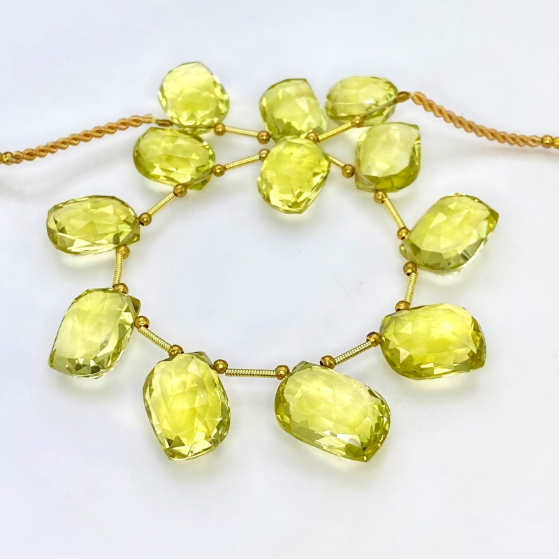 Lemon Quartz 15.5-19mm Briolette Mango Shape AAA+ Grade Gemstone Beads Layout - Total 1 Strand of 8 Inch.