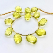 Lemon Quartz 15.5-19mm Briolette Mango Shape AAA+ Grade Gemstone Beads Layout - Total 1 Strand of 8 Inch.