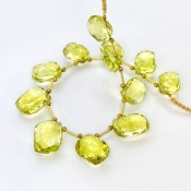 Lemon Quartz 15.5-19mm Briolette Mango Shape AAA+ Grade Gemstone Beads Layout - Total 1 Strand of 8 Inch.