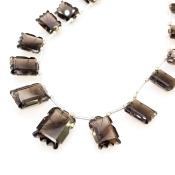 Smoky Quartz 12-19mm Carved Creative Cut Shape AAA Grade Gemstone Beads Layout - Total 1 Strand of 13 Inch.