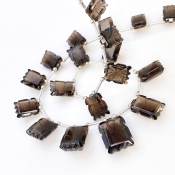 Smoky Quartz 12-19mm Carved Creative Cut Shape AAA Grade Gemstone Beads Layout - Total 1 Strand of 13 Inch.