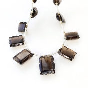 Smoky Quartz 12-19mm Carved Creative Cut Shape AAA Grade Gemstone Beads Layout - Total 1 Strand of 13 Inch.