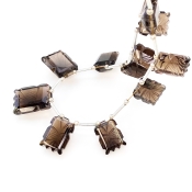 Smoky Quartz 12-19mm Carved Creative Cut Shape AAA Grade Gemstone Beads Layout - Total 1 Strand of 13 Inch.