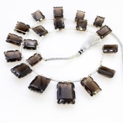 Smoky Quartz 12-19mm Carved Creative Cut Shape AAA Grade Gemstone Beads Layout - Total 1 Strand of 13 Inch.