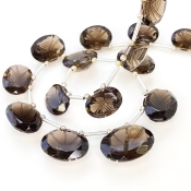 Smoky Quartz 13-20mm Carved Creative Cut Shape AAA Grade Gemstone Beads Layout - Total 1 Strand of 11 Inch.