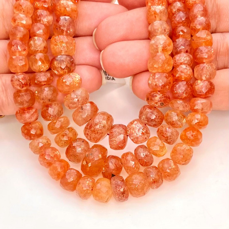 Sun Stone 4-14mm Faceted Rondelle Shape AA+ Grade Gemstone Beads Strand - Total 1 Strand of 16 Inch.