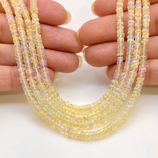 Ethiopian Opal 2.5-4mm Smooth Rondelle Shape AA+ Grade Gemstone Beads Strand - Total 1 Strand of 16 Inch.