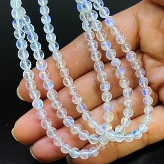 Rainbow Moonstone 4-5mm Smooth Round Shape AAA Grade Gemstone Beads Strand - Total 1 Strand of 16 Inch.