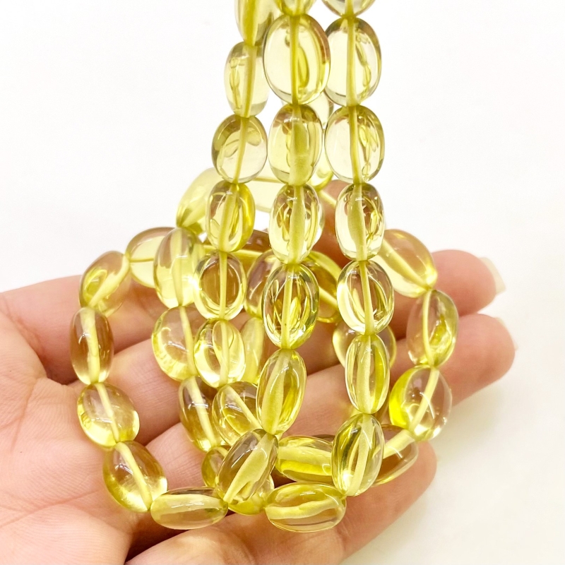 Lemon Quartz 9-14.5mm Smooth Oval Shape AAA Grade Gemstone Beads Strand - Total 1 Strand of 15 Inch.