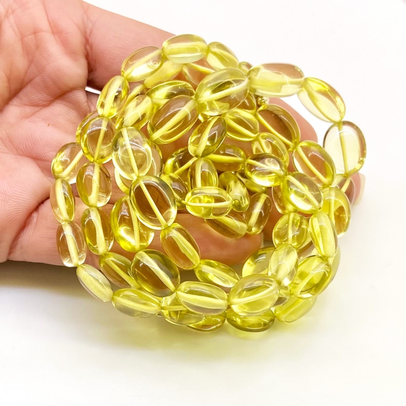 Lemon Quartz 9-14.5mm Smooth Oval Shape AAA Grade Gemstone Beads Strand - Total 1 Strand of 15 Inch.