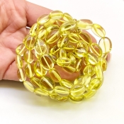 Lemon Quartz 9-14.5mm Smooth Oval Shape AAA Grade Gemstone Beads Strand - Total 1 Strand of 15 Inch.