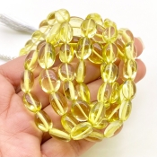 Lemon Quartz 9-14.5mm Smooth Oval Shape AAA Grade Gemstone Beads Strand - Total 1 Strand of 15 Inch.