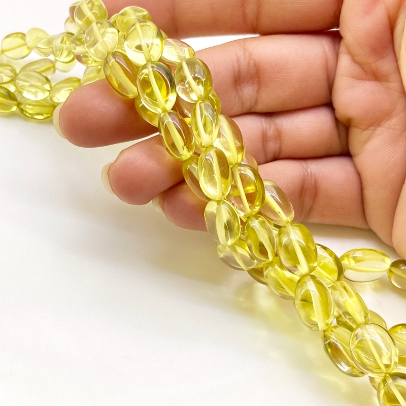 Lemon Quartz 9-14.5mm Smooth Oval Shape AAA Grade Gemstone Beads Strand - Total 1 Strand of 15 Inch.