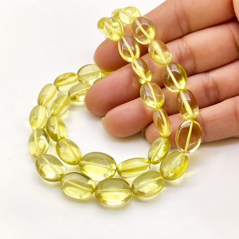 Lemon Quartz 9-14.5mm Smooth Oval Shape AAA Grade Gemstone Beads Strand - Total 1 Strand of 15 Inch.