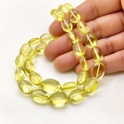 Lemon Quartz 9-14.5mm Smooth Oval Shape AAA Grade Gemstone Beads Strand - Total 1 Strand of 15 Inch.
