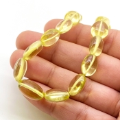 Lemon Quartz 10-15mm Smooth Oval Shape AAA Grade Gemstone Beads Strand - Total 1 Strand of 15 Inch.