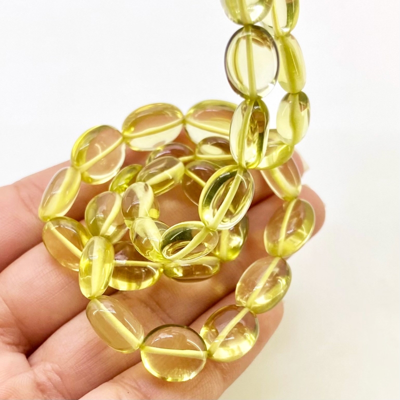 Lemon Quartz 10-15mm Smooth Oval Shape AAA Grade Gemstone Beads Strand - Total 1 Strand of 15 Inch.