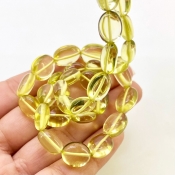 Lemon Quartz 10-15mm Smooth Oval Shape AAA Grade Gemstone Beads Strand - Total 1 Strand of 15 Inch.