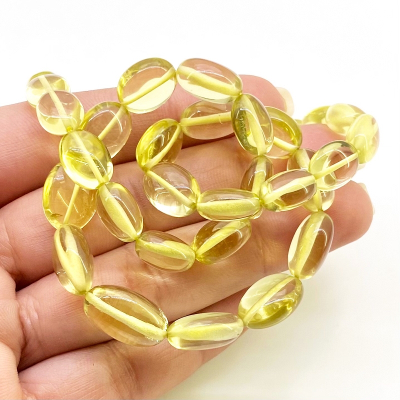 Lemon Quartz 10-15mm Smooth Oval Shape AAA Grade Gemstone Beads Strand - Total 1 Strand of 15 Inch.