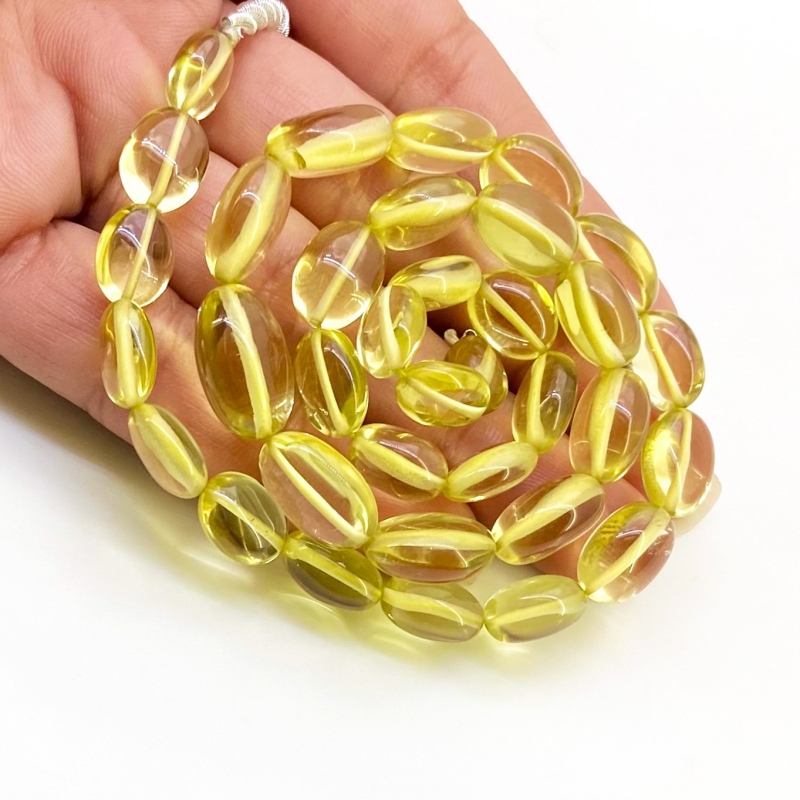 Lemon Quartz 10-15mm Smooth Oval Shape AAA Grade Gemstone Beads Strand - Total 1 Strand of 15 Inch.