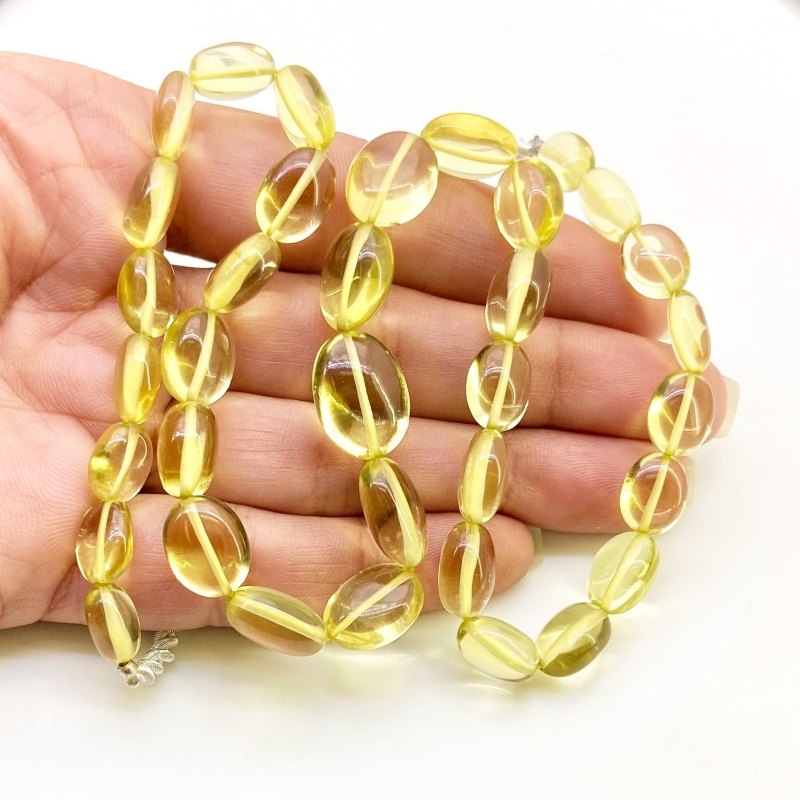 Lemon Quartz 10-15mm Smooth Oval Shape AAA Grade Gemstone Beads Strand - Total 1 Strand of 15 Inch.