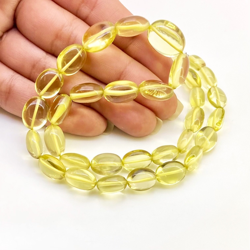 Lemon Quartz 10-15mm Smooth Oval Shape AAA Grade Gemstone Beads Strand - Total 1 Strand of 15 Inch.