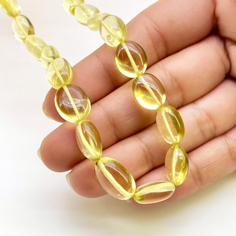 Lemon Quartz 10-15mm Smooth Oval Shape AAA Grade Gemstone Beads Strand - Total 1 Strand of 15 Inch.