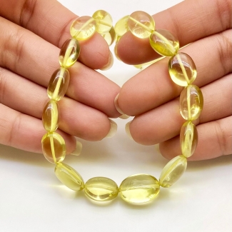 Lemon Quartz 10-15mm Smooth Oval Shape AAA Grade Gemstone Beads Strand - Total 1 Strand of 15 Inch.